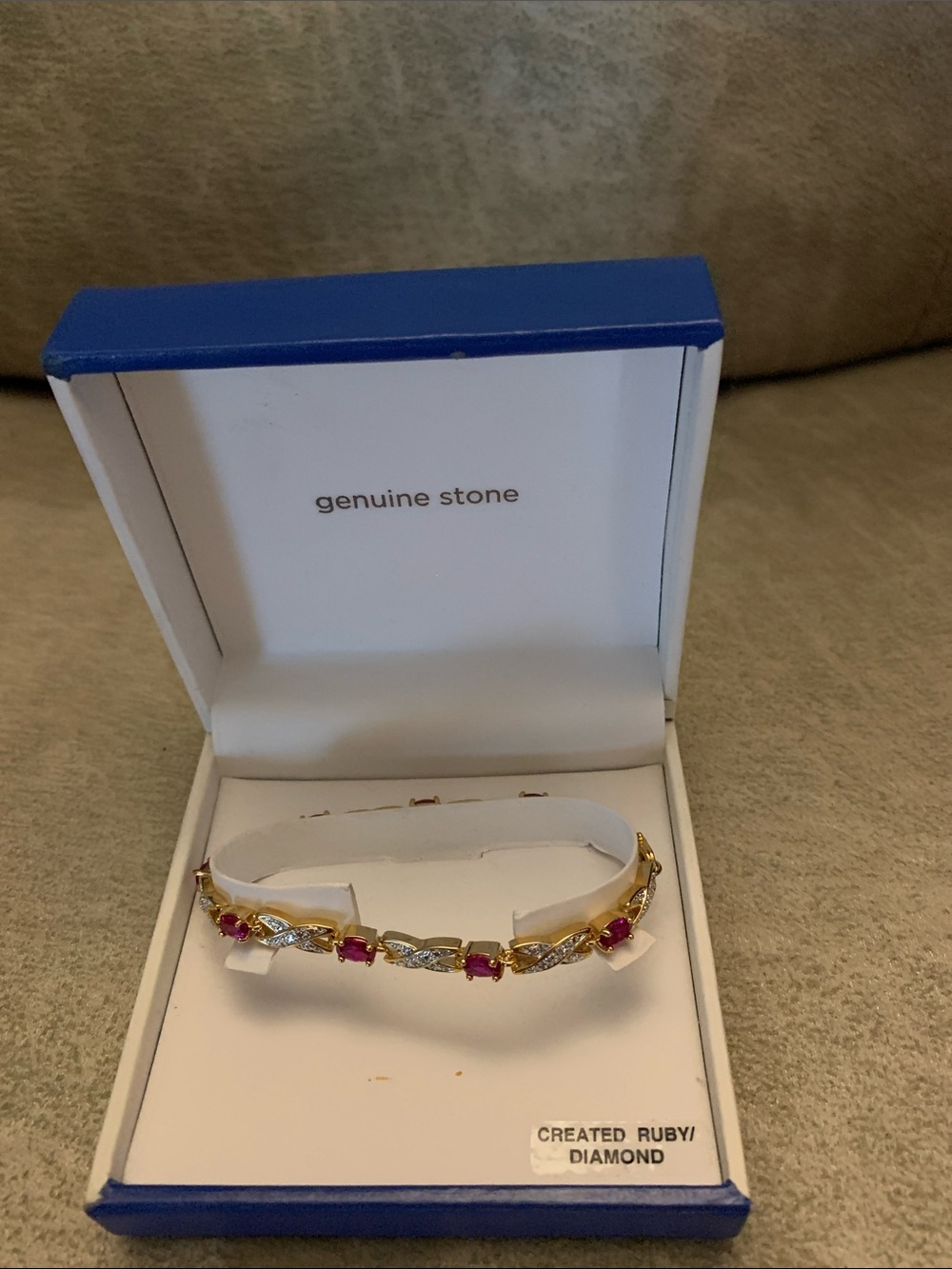 Gold-Plated Bracelet with Created Ruby and Diamond Accents